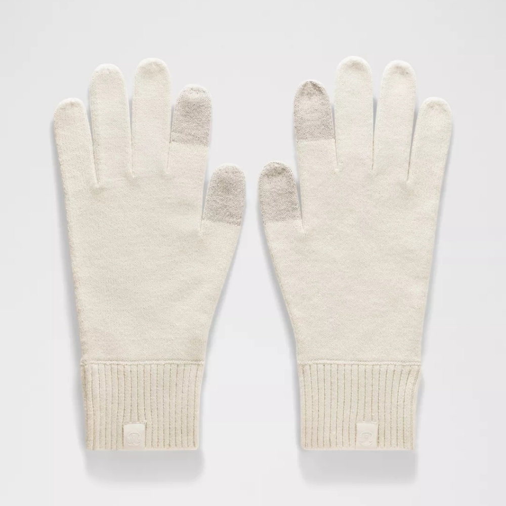 NWT Lululemon Warm Revelation Gloves Light Ivory Size L Wool Blend